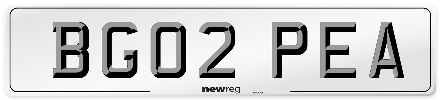 BG02 PEA Number Plate from New Reg